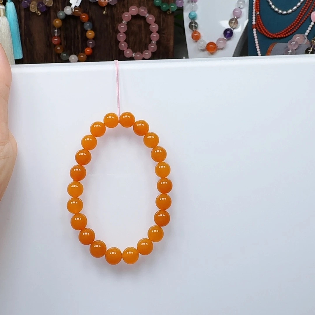 石英质玉（缅黄）手链未镶嵌圆*