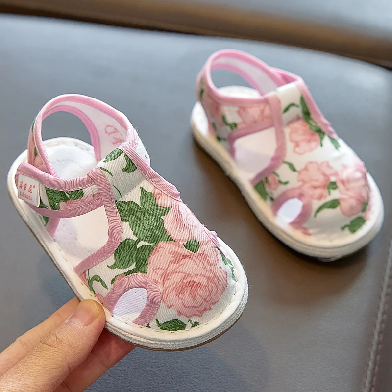 女宝宝布凉鞋1-7岁3儿童手工千层底布鞋女童公主软底学步鞋夏L29
