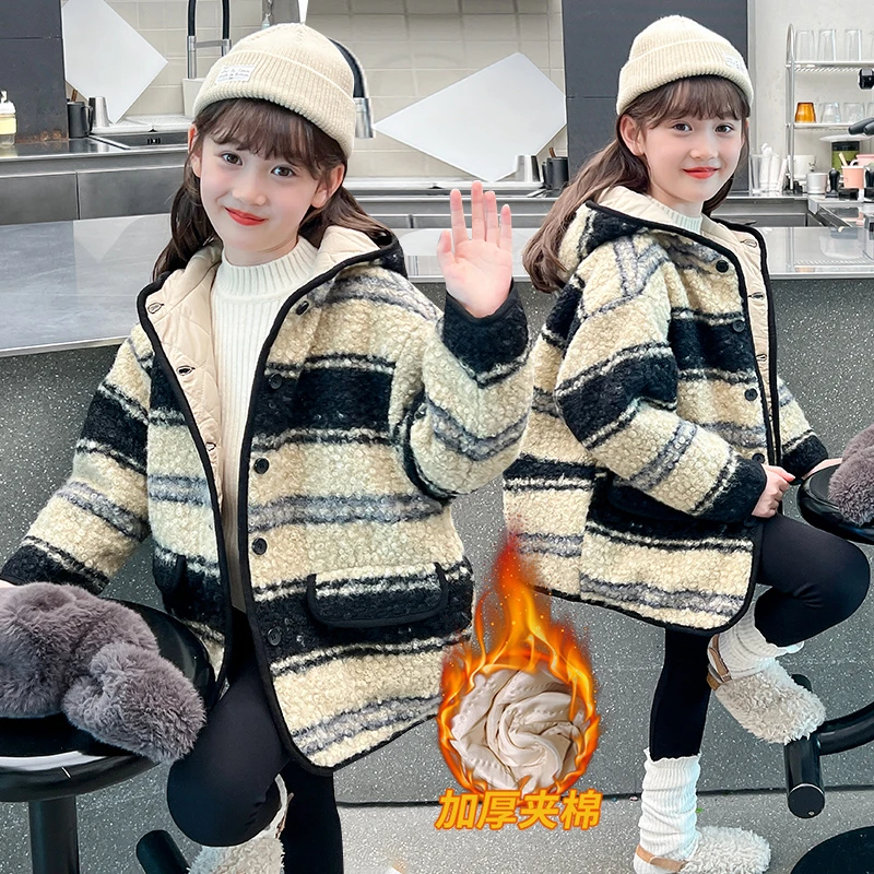 tm450088女童外套冬季加绒加厚儿童冬装连帽上衣