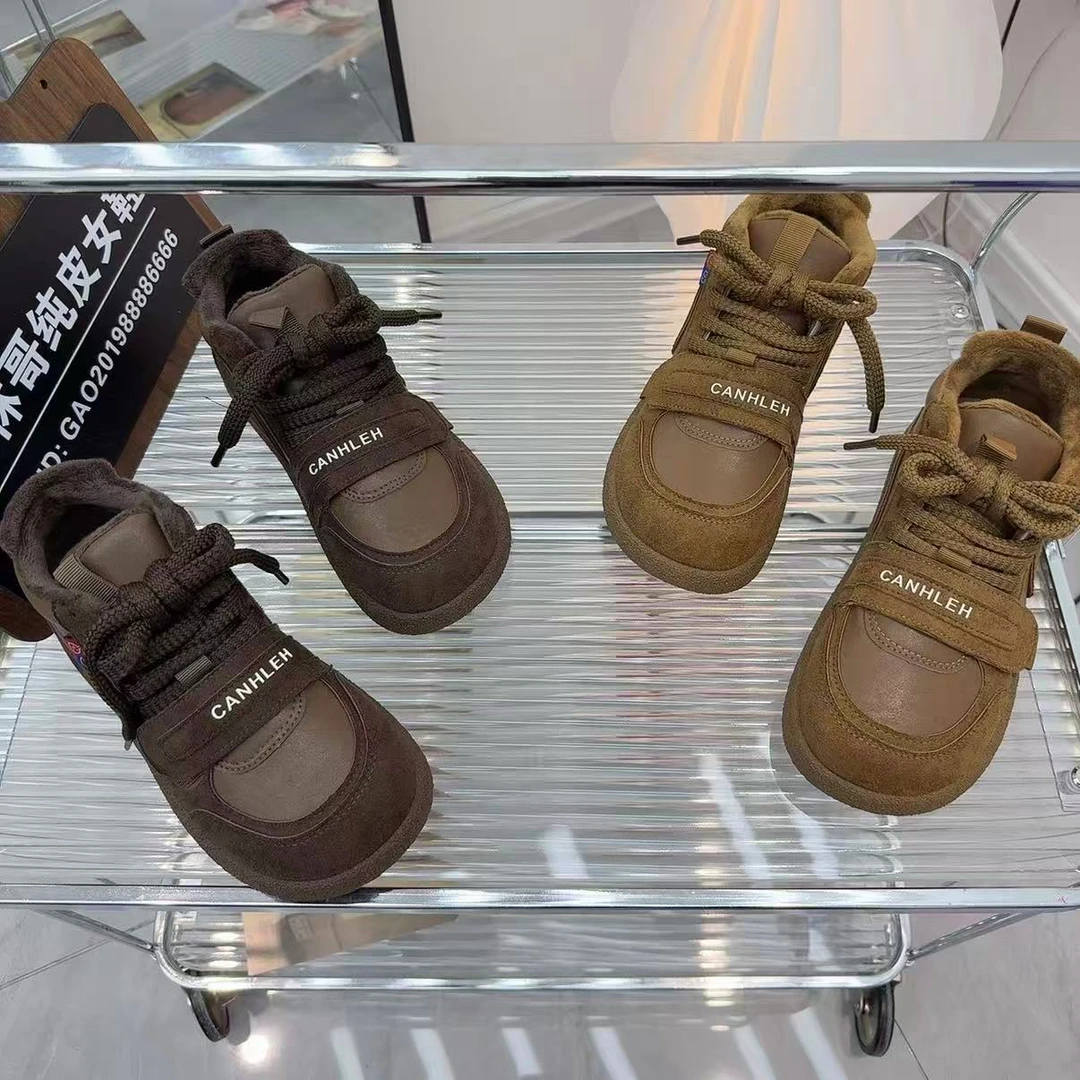 25-3012中国风耐磨高帮鞋圆头女鞋冬季少女风运动保暖低跟