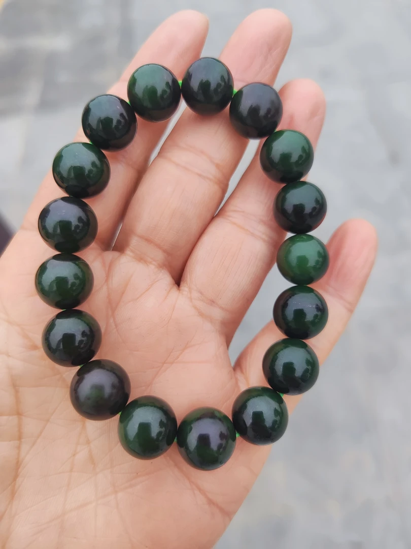 和田玉碧玉俄七矿卡12手串