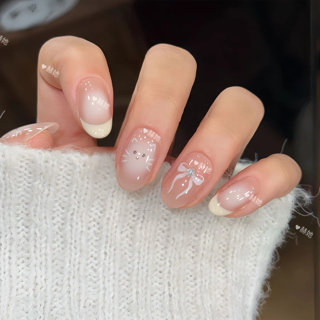 【猫咪精灵】夏日冰透水灵ins风可爱猫咪温柔仙气风 纯手工穿戴甲