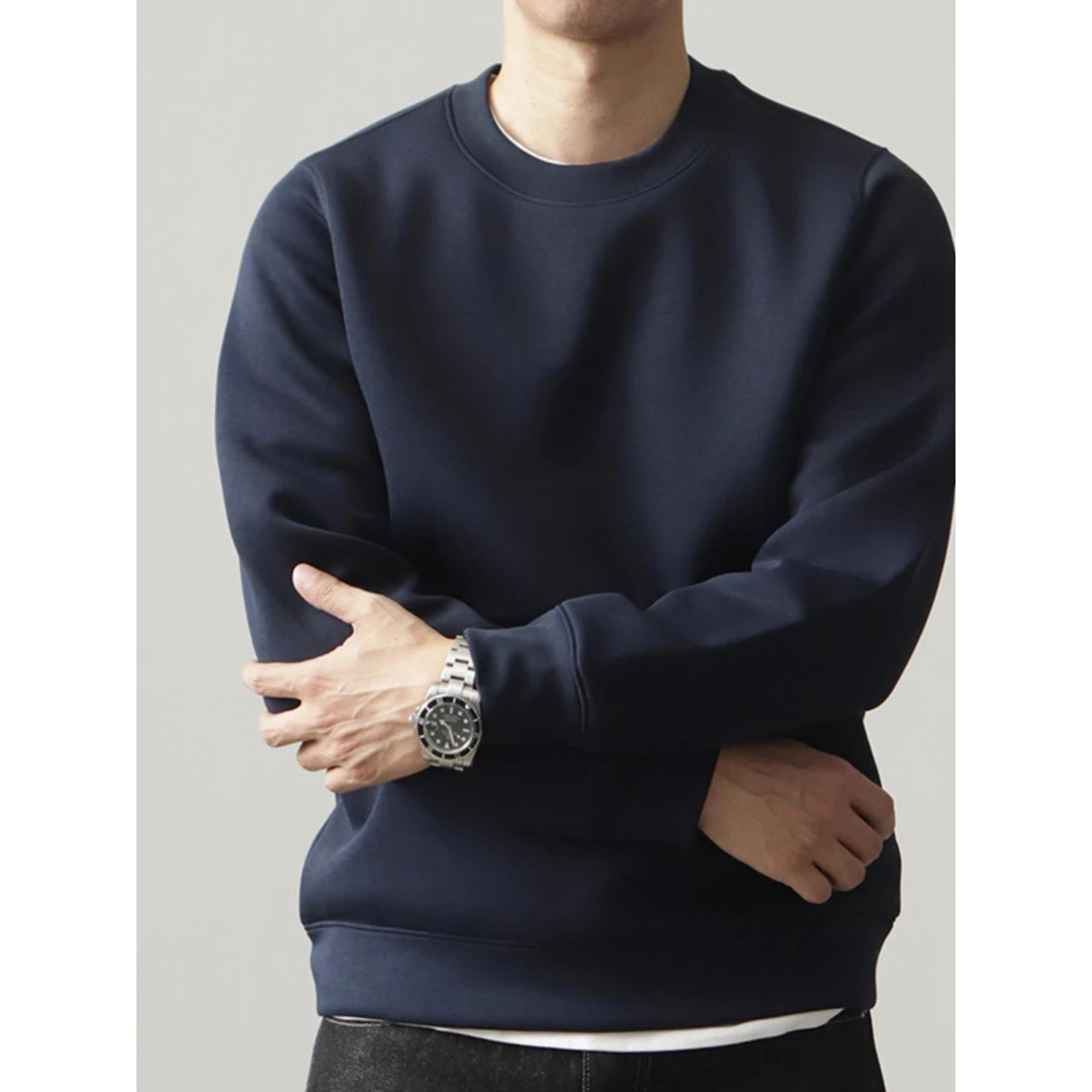 【香港Npkp&品牌正品】空气层圆领卫衣男美式复古高端太空棉纯色