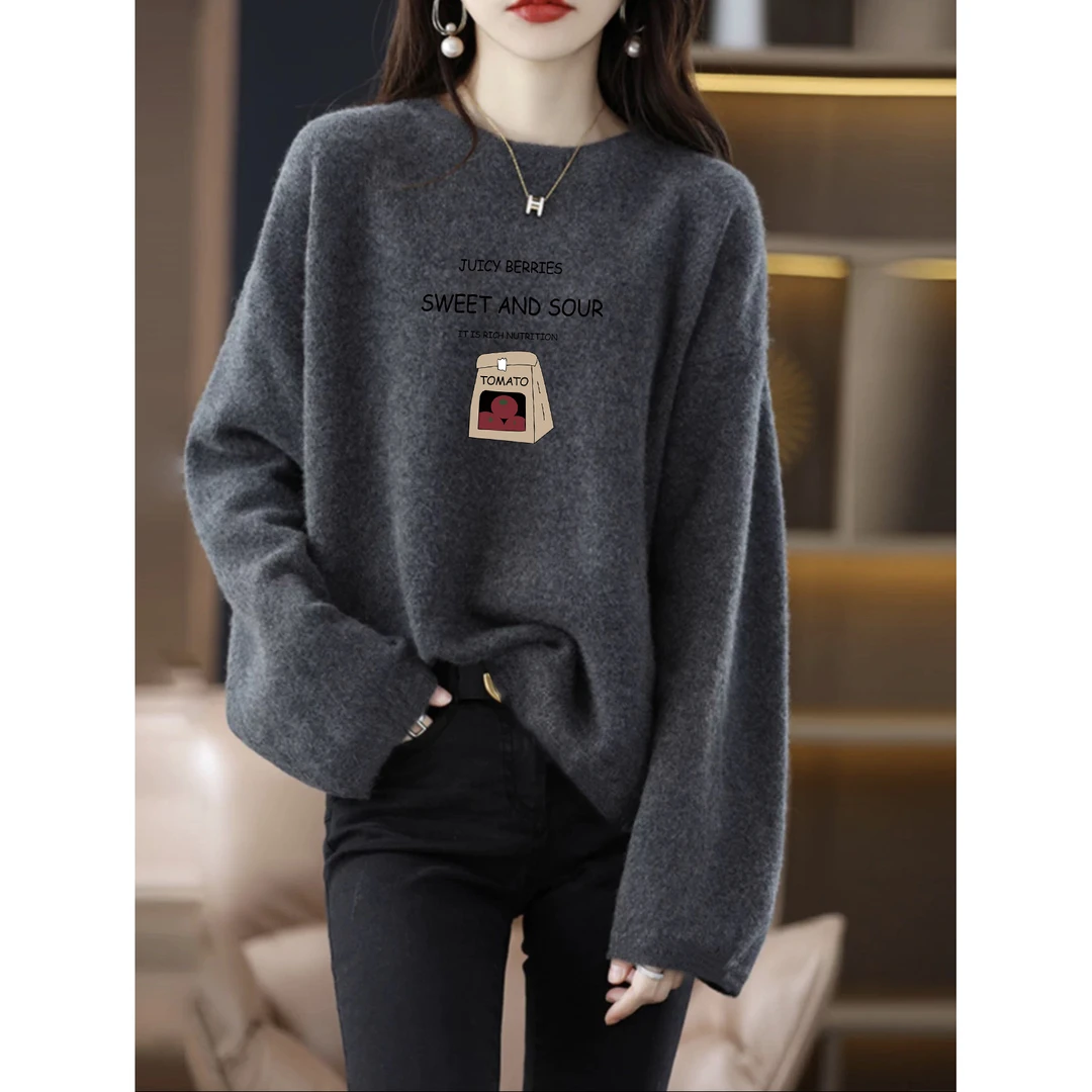 2024秋冬季新款韩版宽松大码胖mm休闲休闲风圆领加绒保暖套头T恤