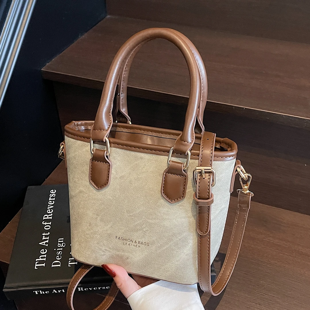 高级质感包包女2025新款潮时尚小众手提水桶包复古休闲单肩斜挎包