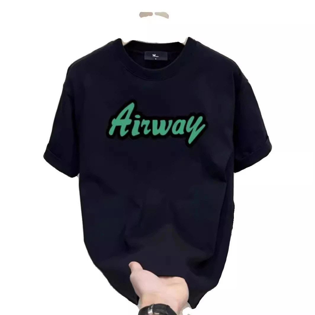 2025夏新款短袖t恤男潮牌潮流男装衣服宽松休闲体恤半袖黑色