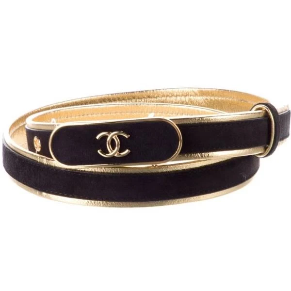 Chanel 黑金麂皮绒腰带75