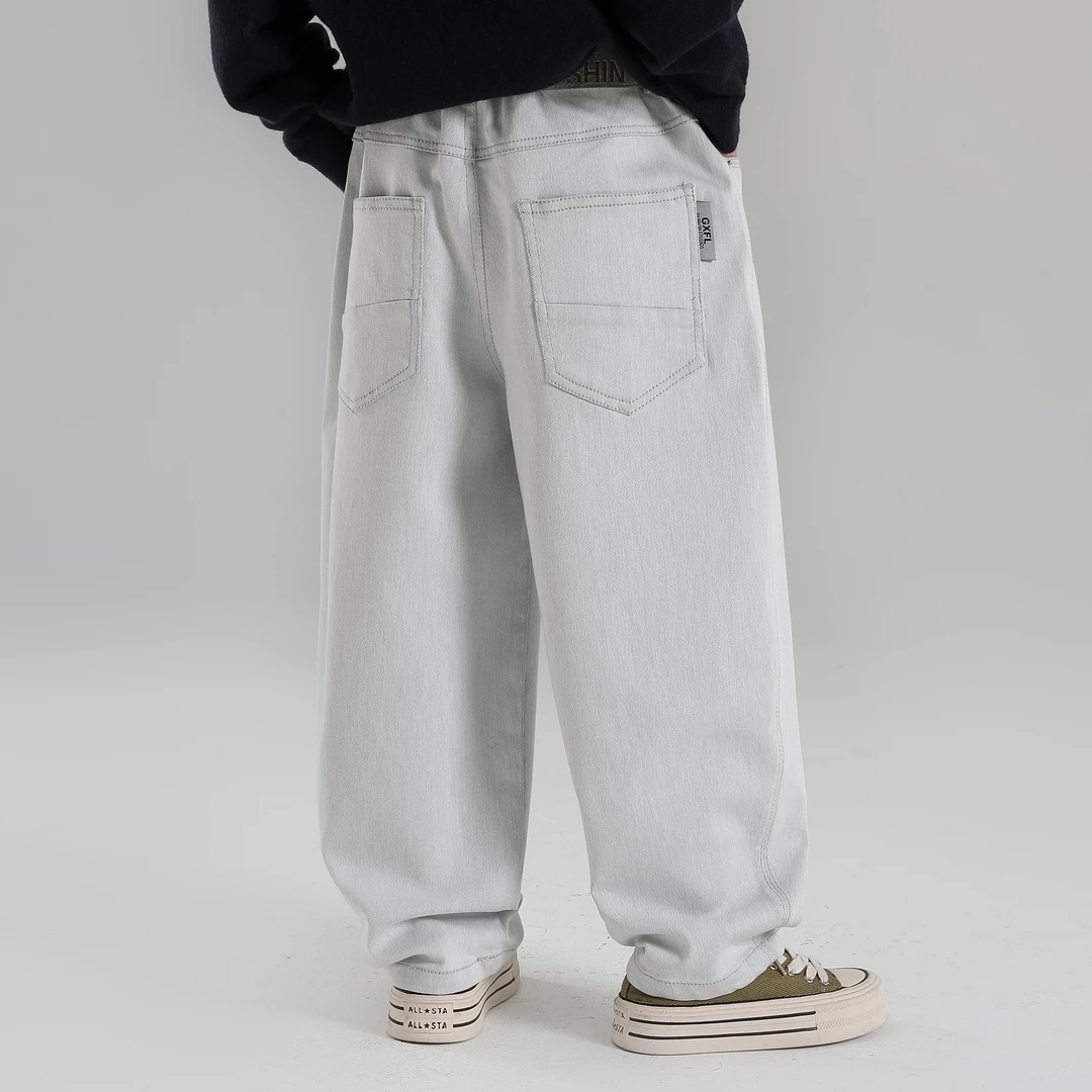 象小爸【贴标牛仔裤】25夏新款韩版休闲中大童百搭贴标牛仔长裤