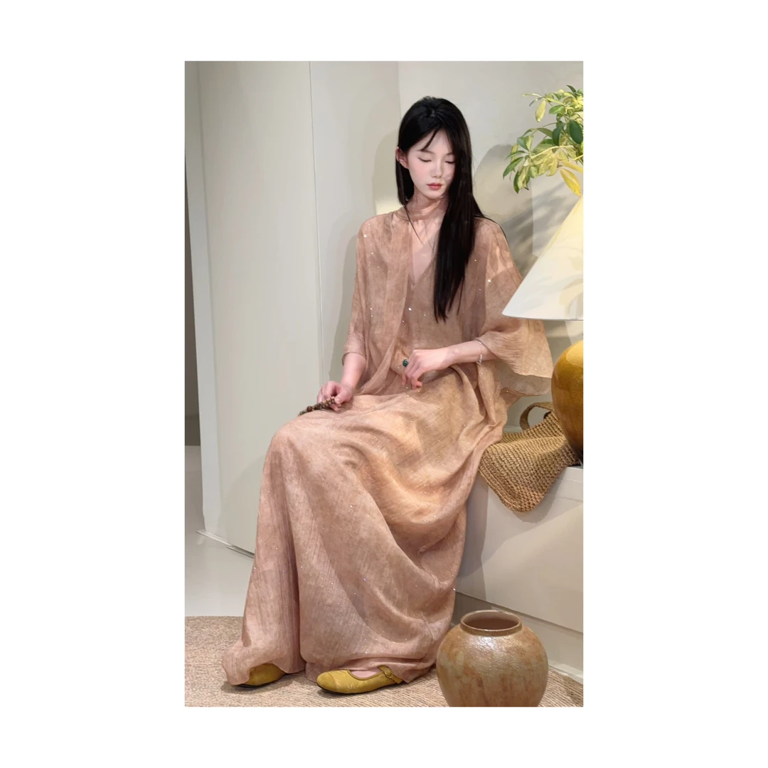 灵泽｜温柔优雅晕染防晒罩衫显高显瘦意境唯美禅意连衣裙