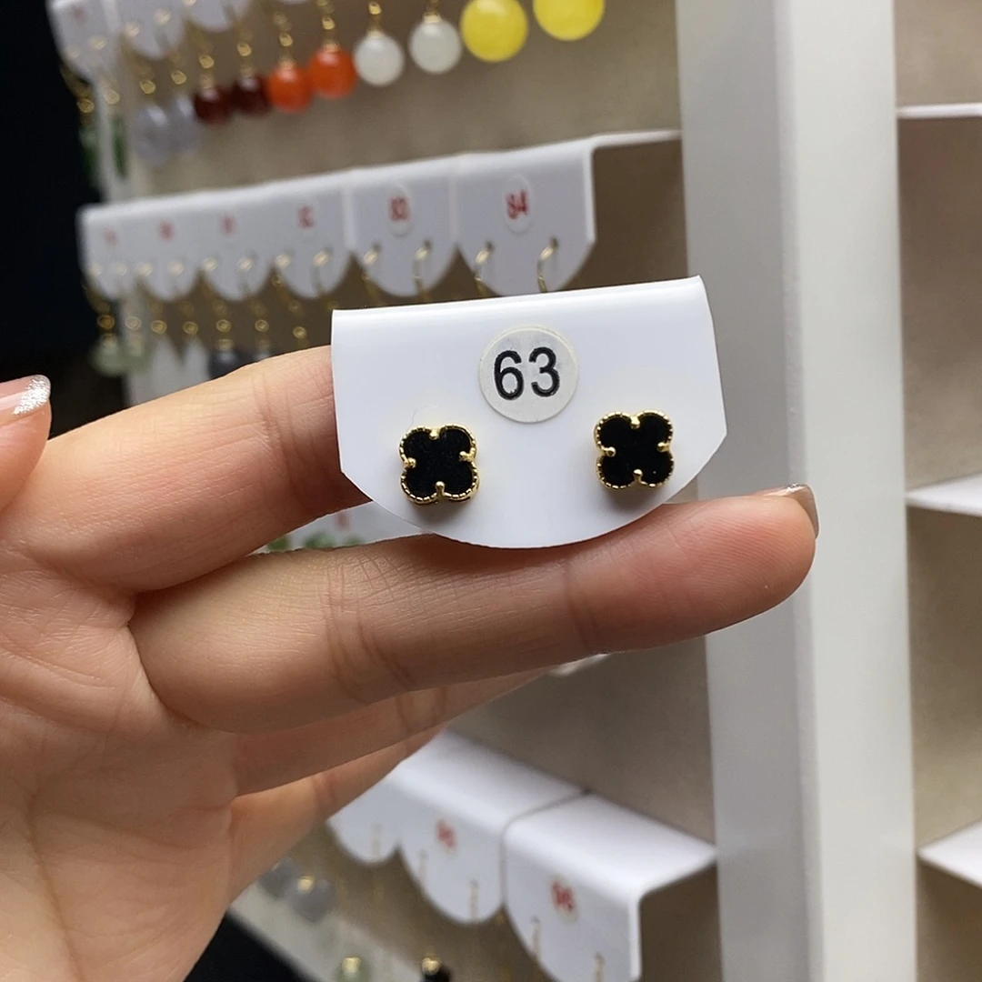 和田玉银S925镶嵌耳饰