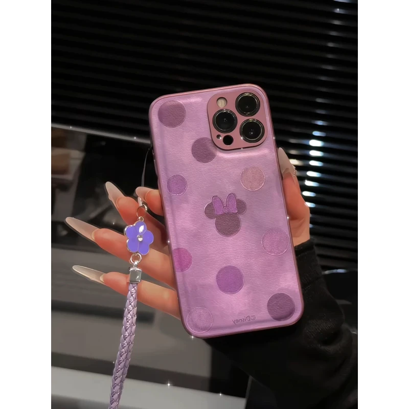 油画波点紫色米妮适用苹果17pro手机壳16pm华为p肤感皮纹oppo小米