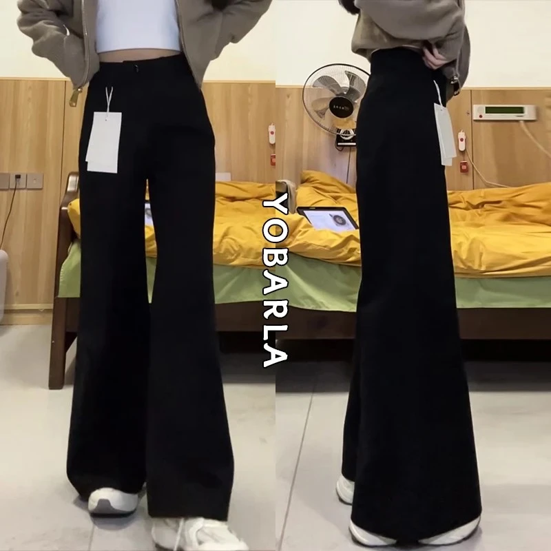 黑色微喇牛仔裤女夏季新款高腰大码胖mm显瘦梨形裤子胖mm显瘦款