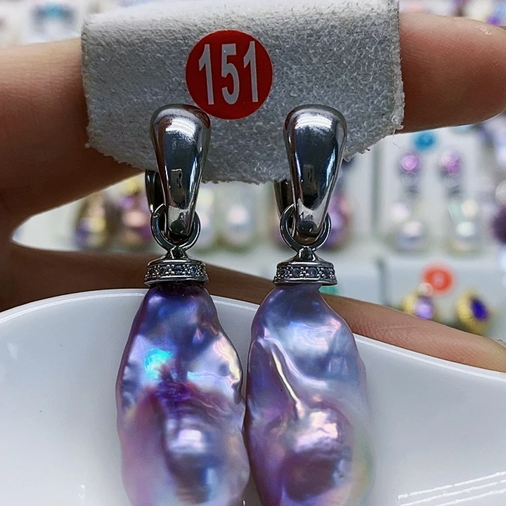 银S925镶嵌耳饰淡水珍珠