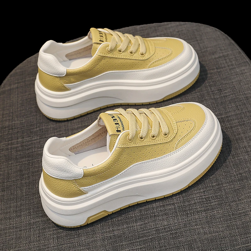 5cm欧若风小白鞋女2025新款夏季网面透气学生厚底休闲爆款女鞋子