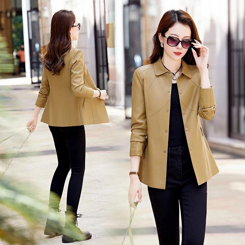 春秋新款韩版适合小个子女士短款宽松真皮长袖海宁绵羊皮时尚版