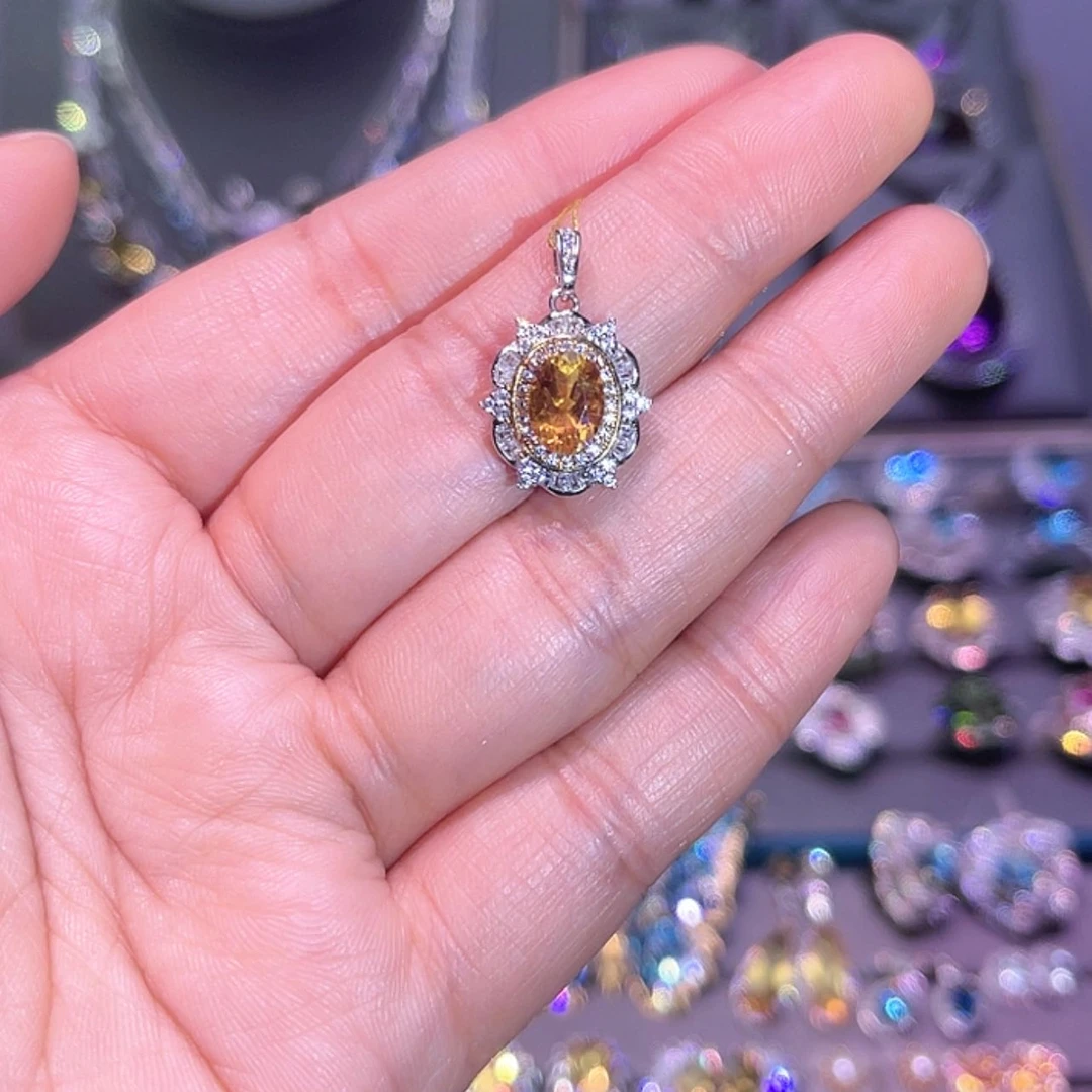 【闪购商品】黄晶吊坠(赠链)银S925镶嵌