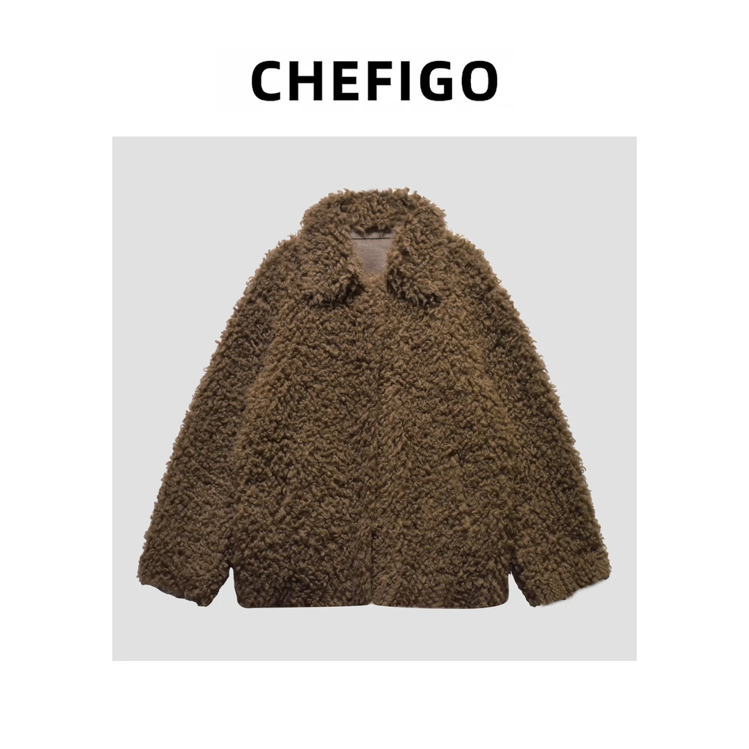 CHEFIGO皮毛一体翻领外套
