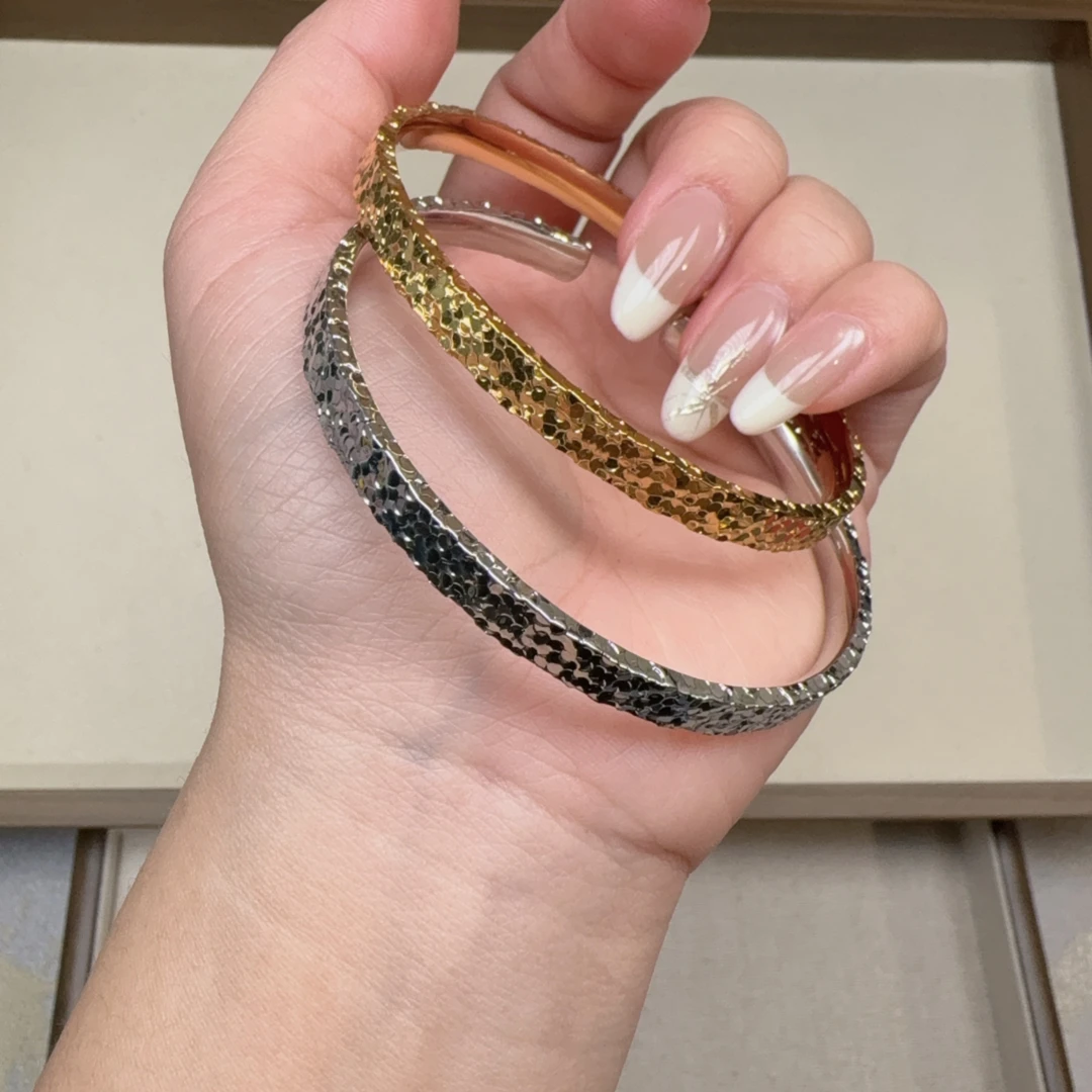 足银手镯 碎碎冰手镯999纯银简约百搭小众高级送女友礼物