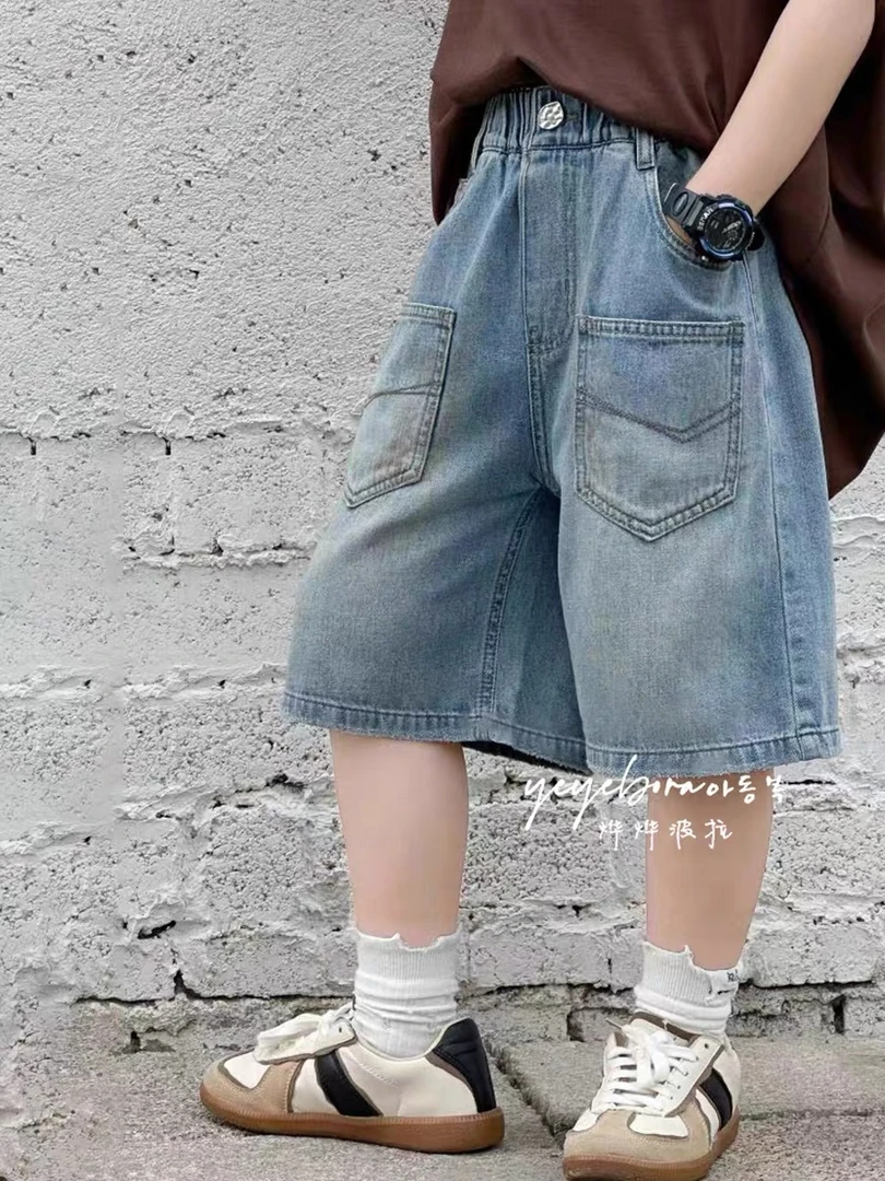 童装儿童牛仔中裤柔软2025夏装男童短裤时尚百搭工装帅气 H827