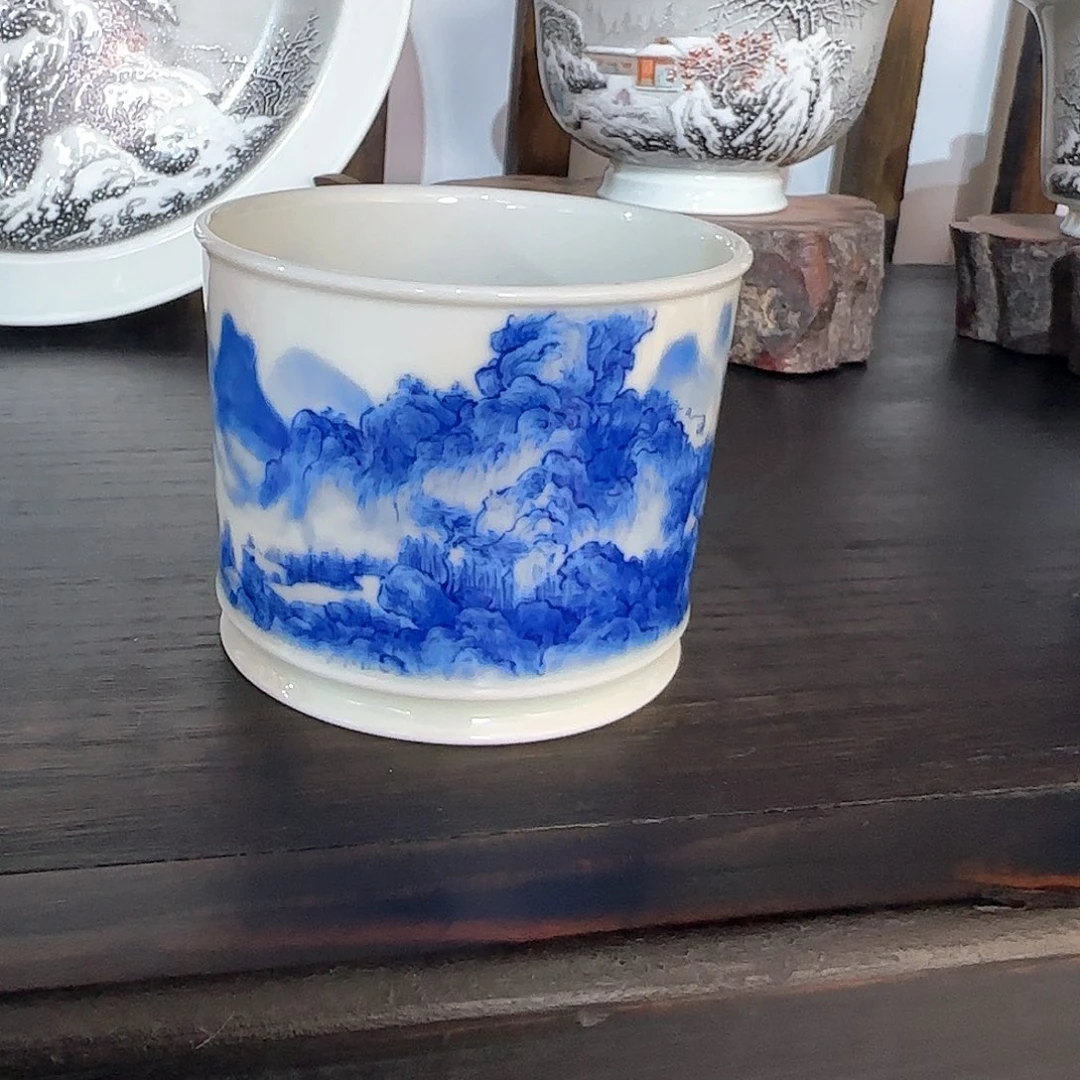 刷***音陶瓷摆件融天山水主人杯