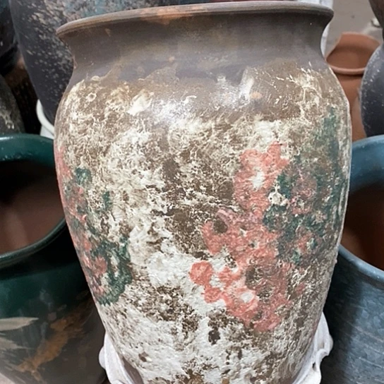 紫砂花盆口20高度28油画