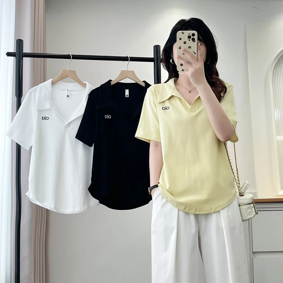 JIANAOBEN/简澳本大码洋气显瘦宽松简约POLO领减龄时尚短袖T恤