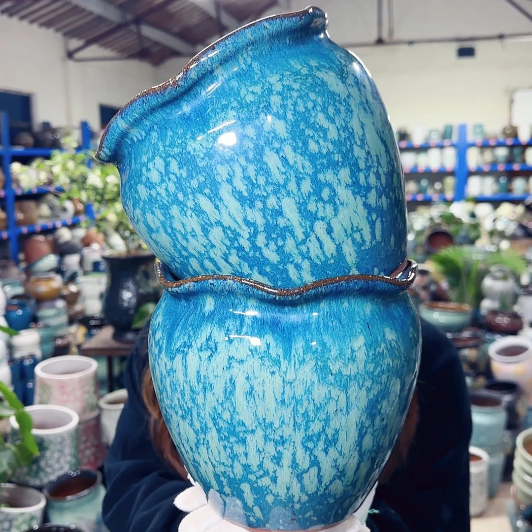 紫砂花盆高17口17