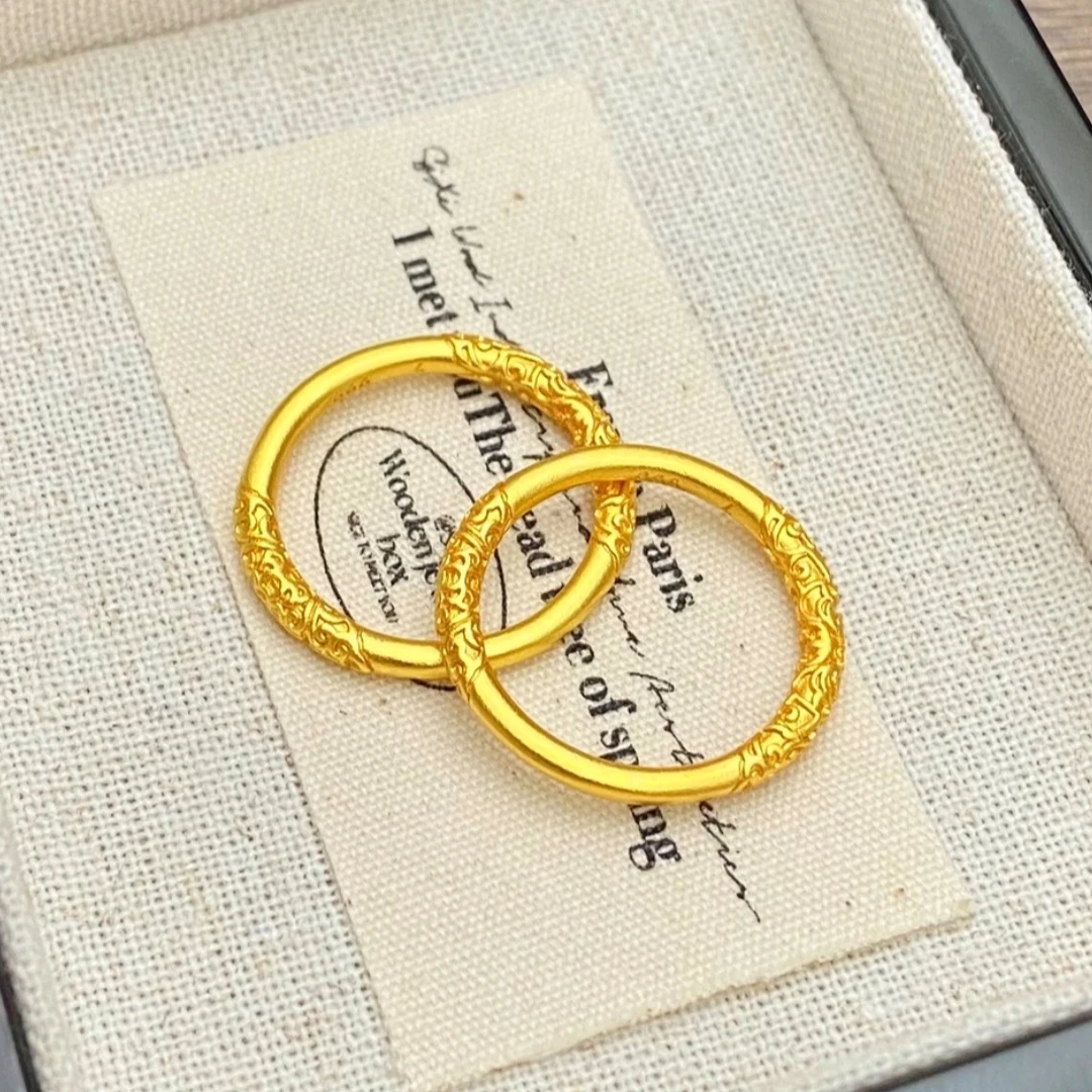 【卷草纹戒指】古风雕花素圈戒指女小众设计手镯女款