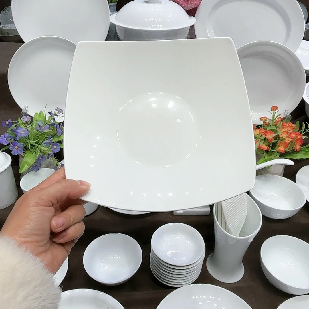 陶骨瓷8寸四角盘4个