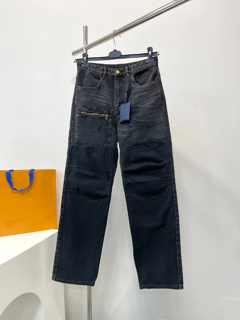 潮服准新未使用弹力长裤秋冬休闲裤男士筒裤做旧牛仔时尚