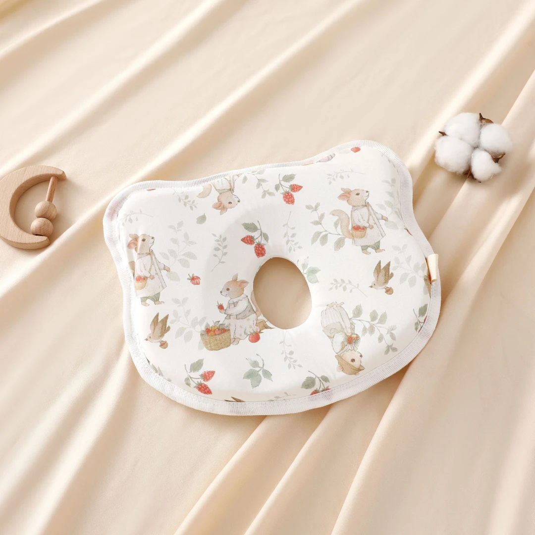 新生儿硅胶定型枕头0到6个月婴儿枕吸汗透气宝宝正防偏头型四季