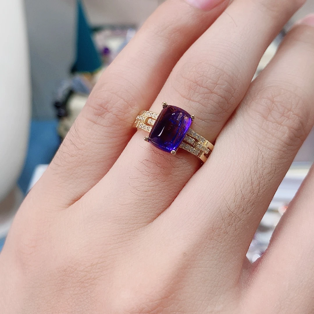 戒指戒指银S925镶嵌坦桑石