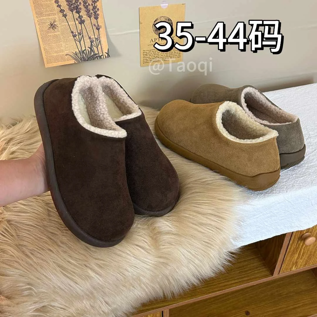 【35-44码】小土豆雪地靴情侣大码棉鞋冬季加绒加厚一脚蹬勃肯棉鞋