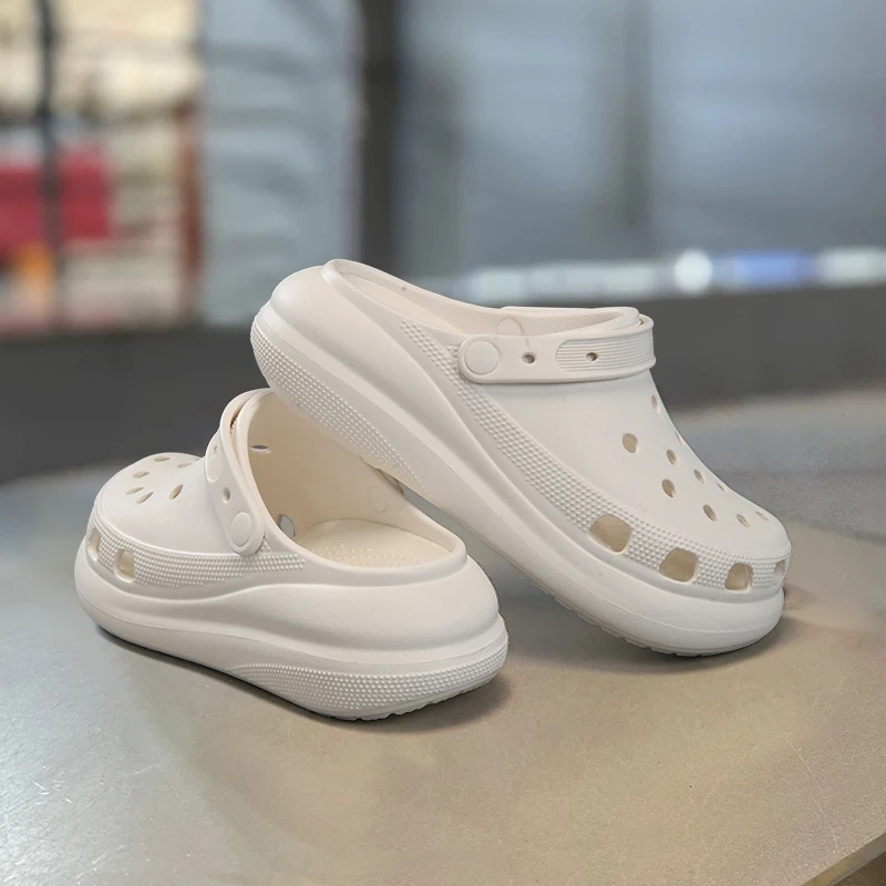 白敬亭同款厚底泡芙洞洞鞋男鞋女夏季外穿eva增高不累脚包头拖鞋