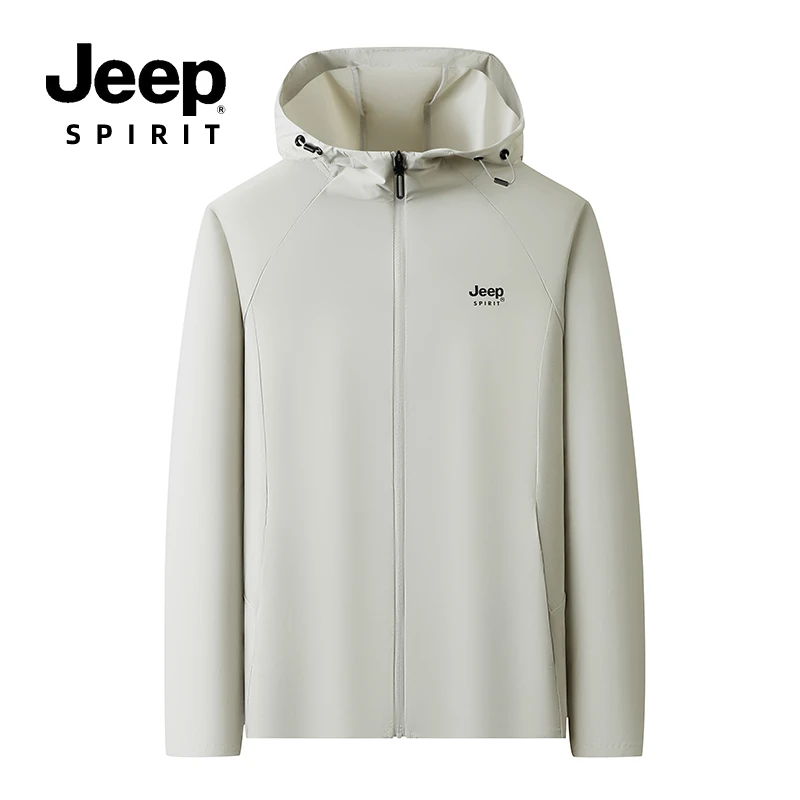 JEEP吉普夏季超薄男士防晒衣连帽户外透气宽松冰丝速干钓鱼防晒服
