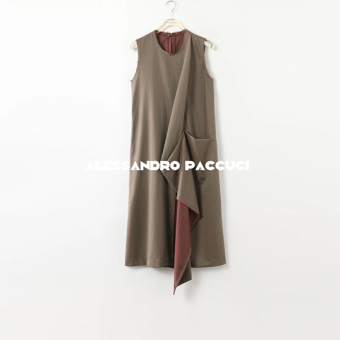 AP洛哥43038LL【黑标系列】意大利MARZOTTO羊毛双面异色连衣裙