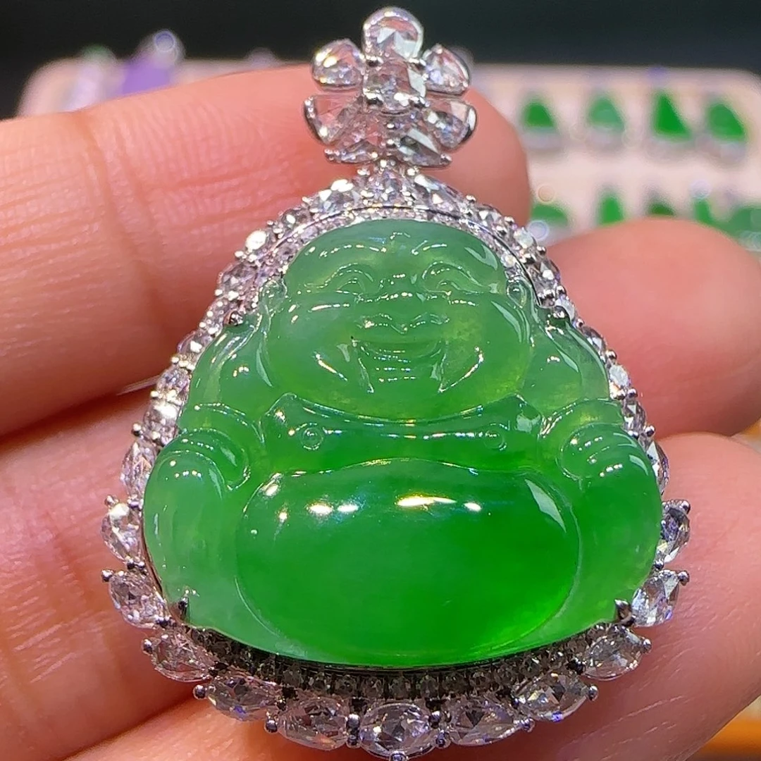 翡翠18K金镶嵌吊坠(不含链)