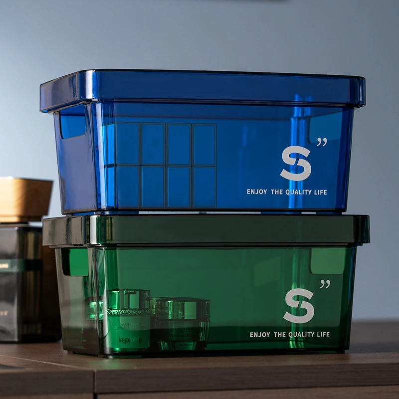 轻奢收纳盒化妆品收纳盒桌面置物架透明储物柜梳妆台口红整理盒子