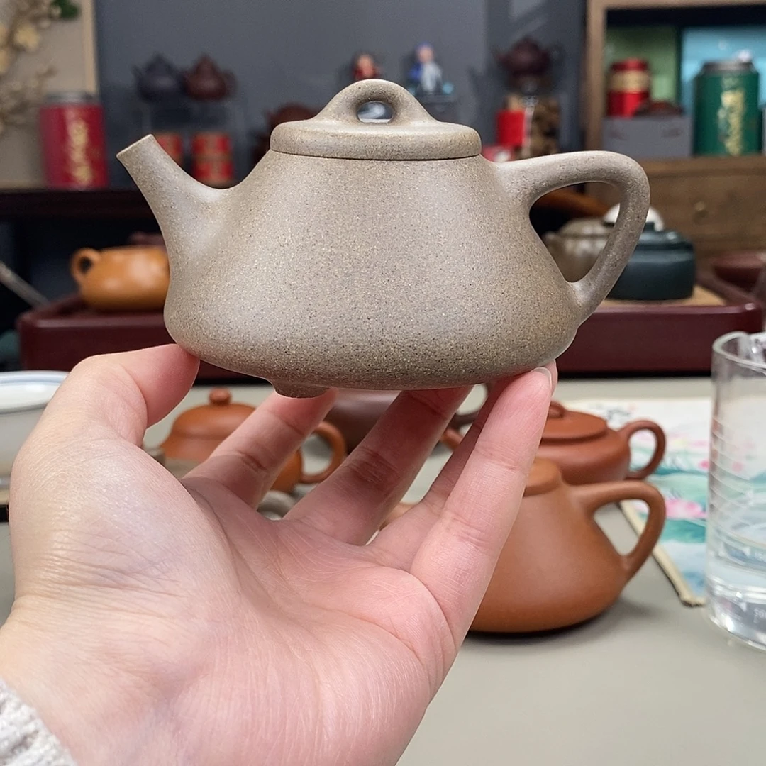 紫砂茶壶黄降坡高温子冶石瓢半手200cc