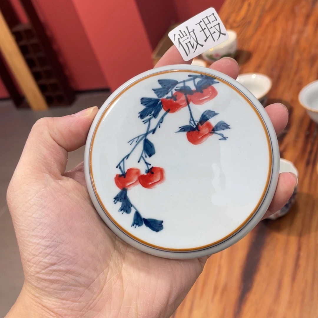 釉下手绘茶具微瑕