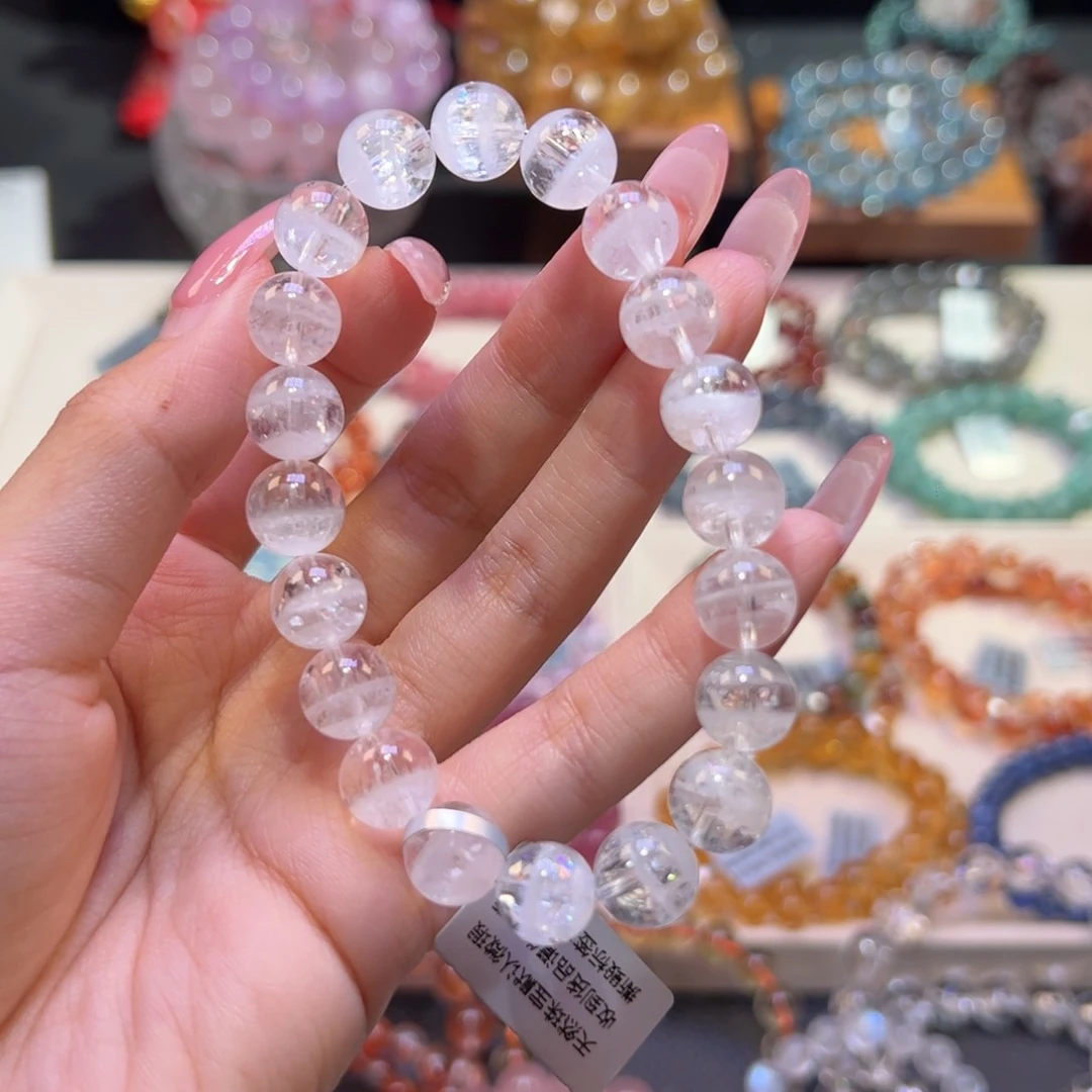 水晶手串未镶嵌10m典藏级彩虹白幽灵