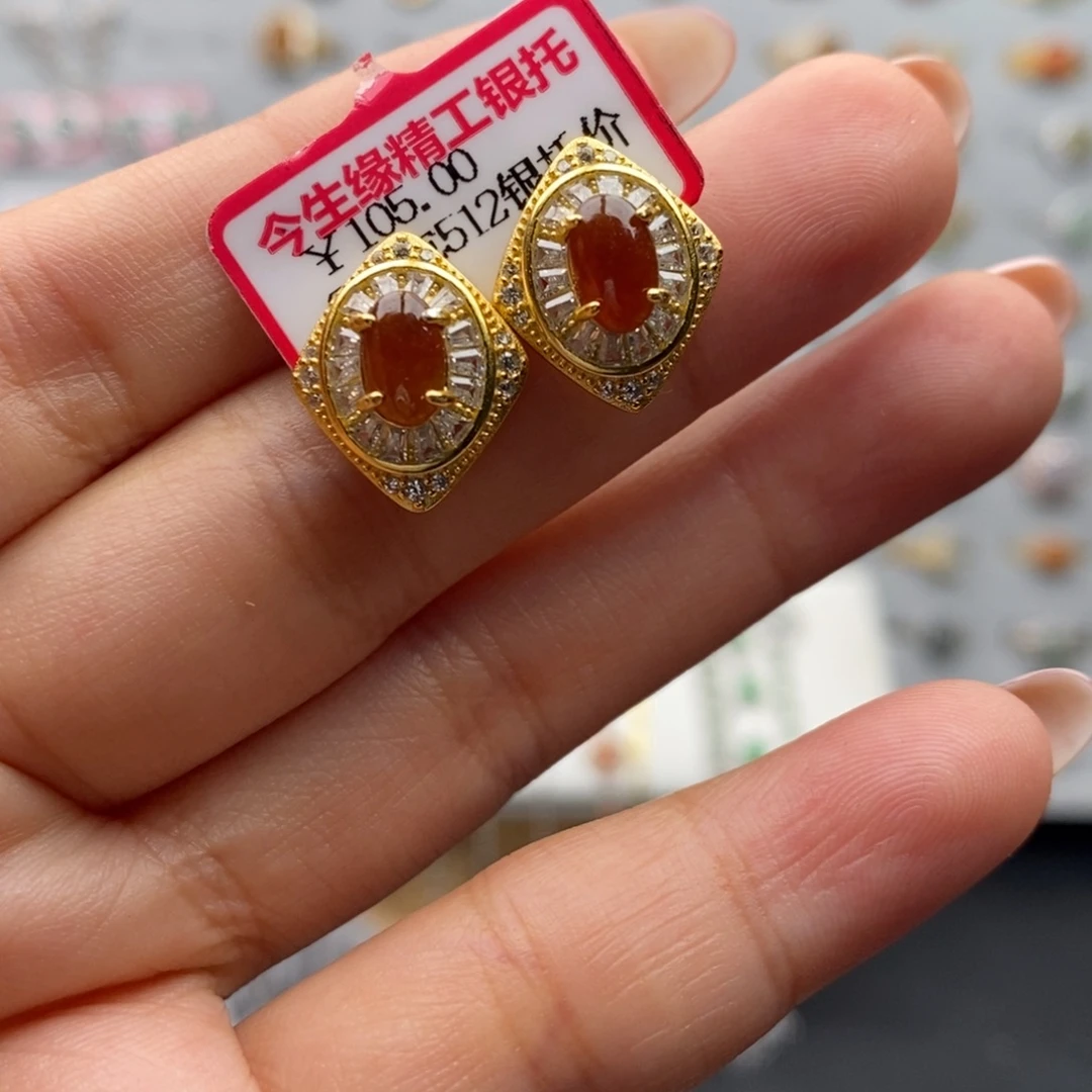 翡翠银S925镶嵌戒指天然翡翠