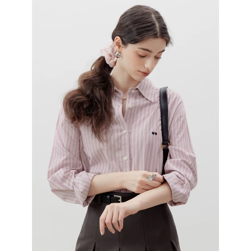 EGGKA 爱心刺绣条纹衬衫E24A6327AF