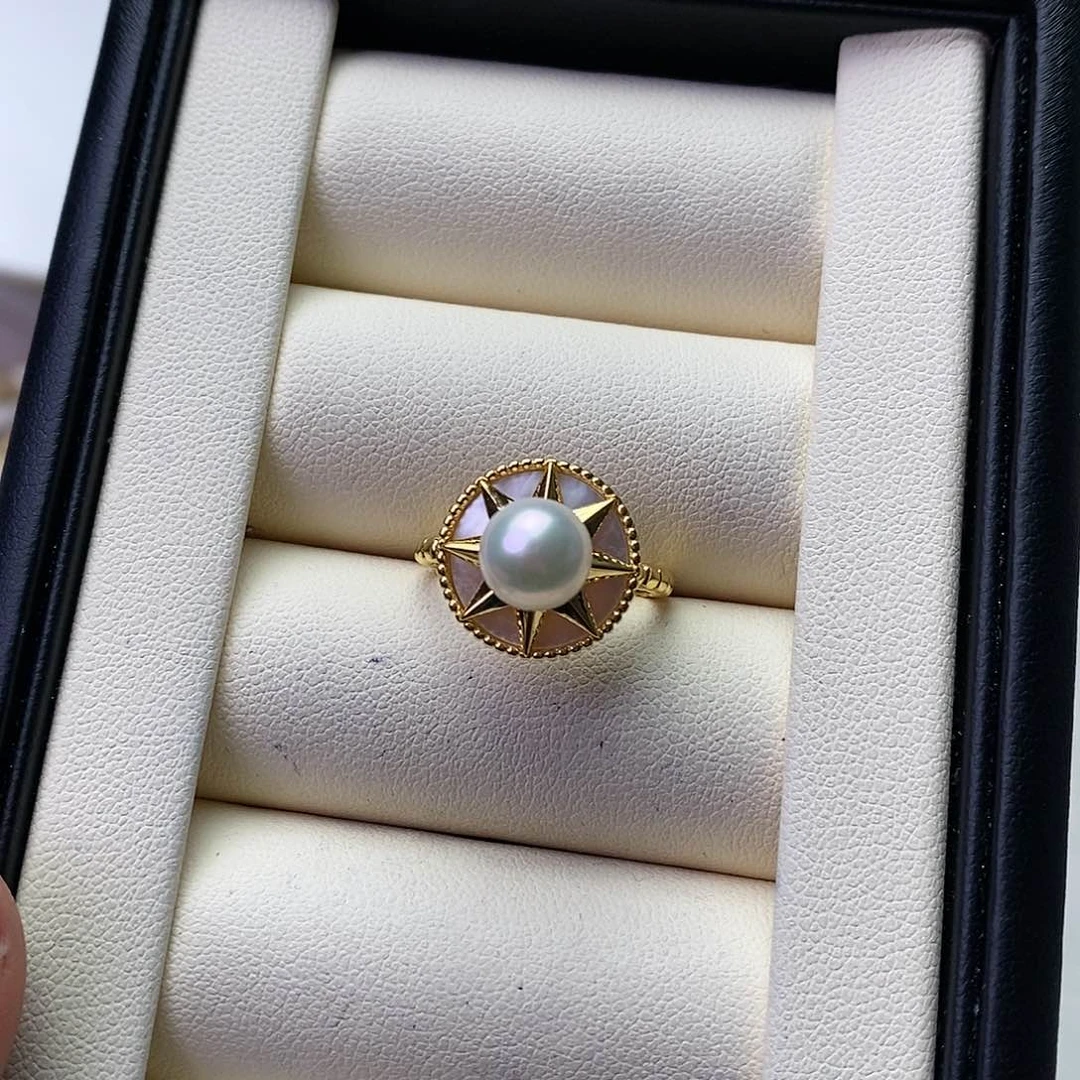 海水珍珠戒指银S925镶嵌