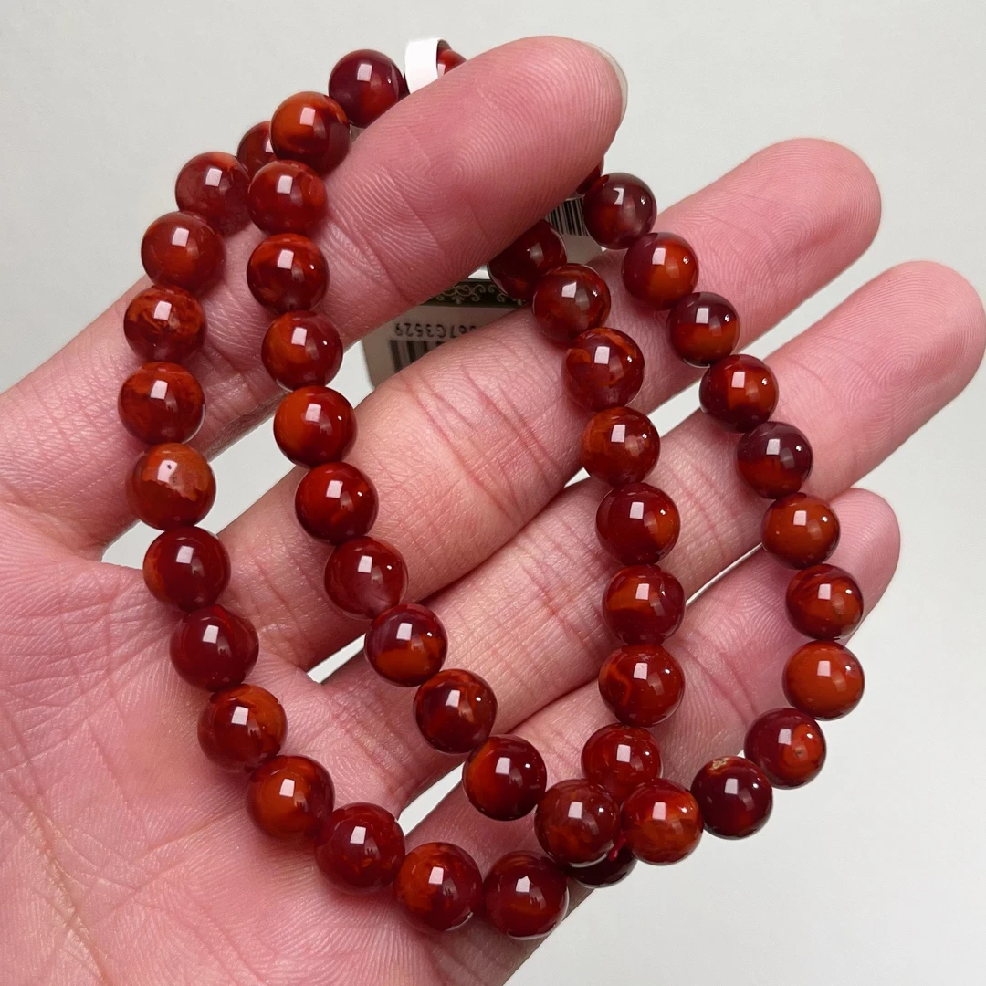 459C54凉山瓦西料南红牛血玫锦红单圈手串