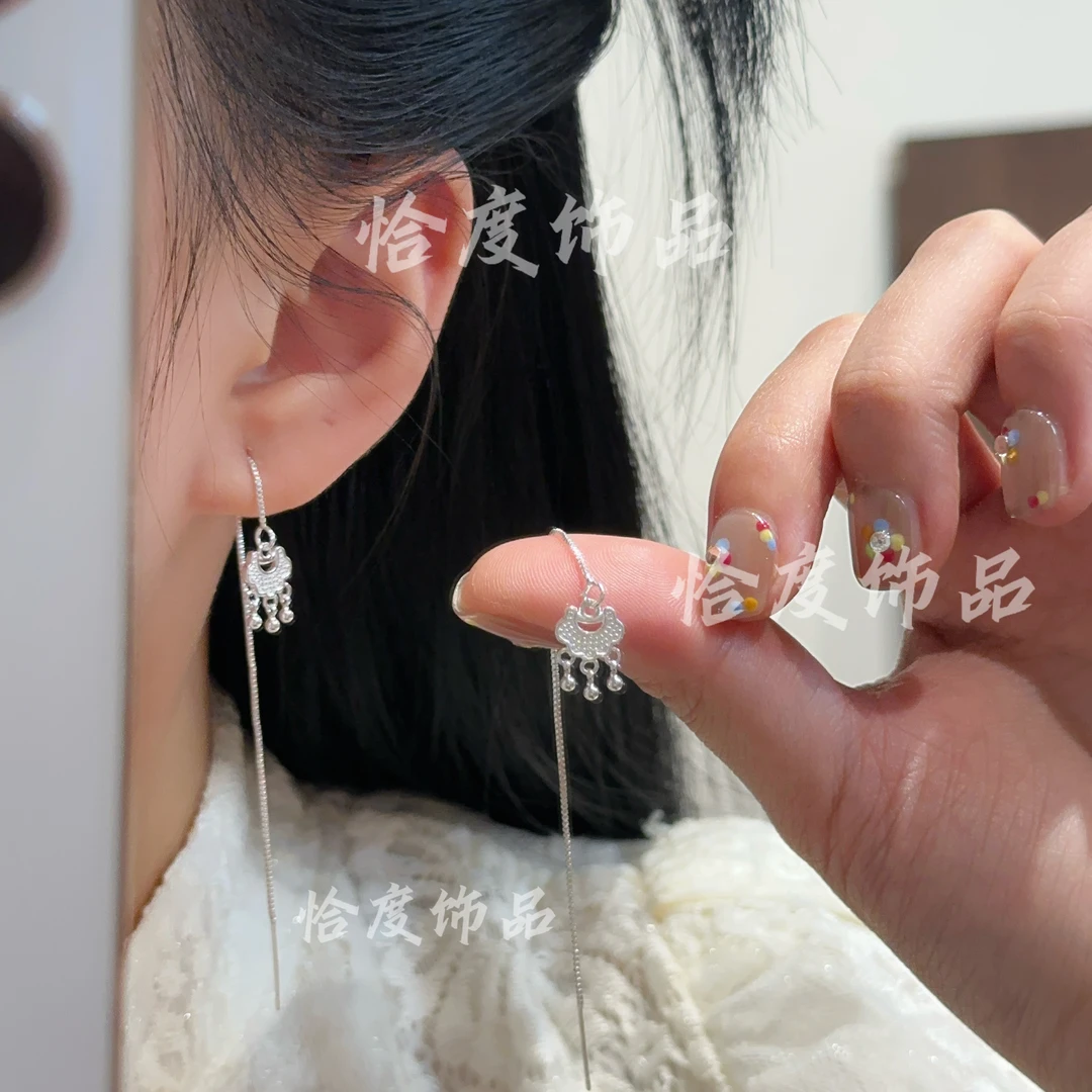 【恰度】平安锁流苏耳线小众设计长款显脸瘦