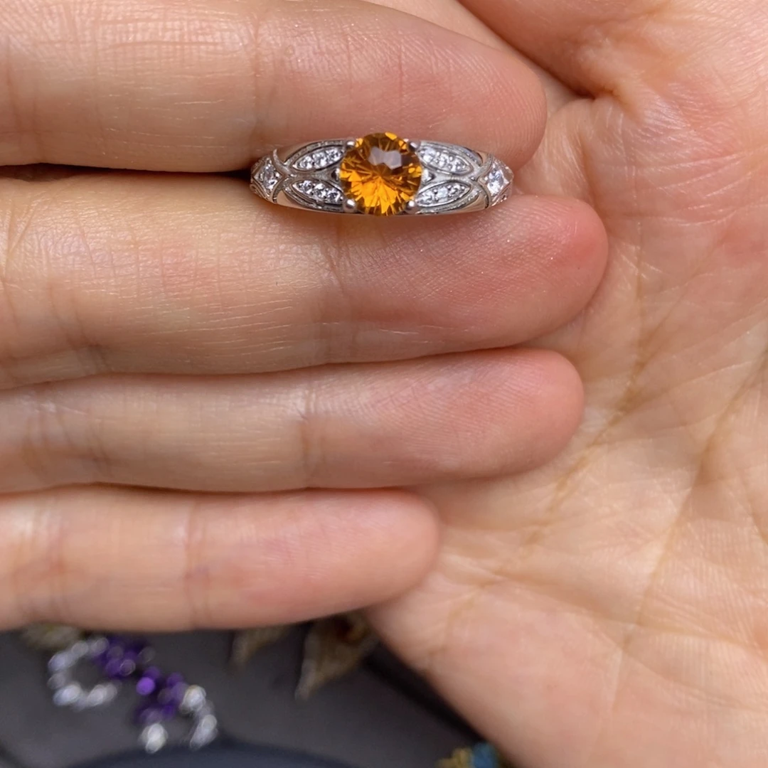 银S925镶嵌戒指黄晶