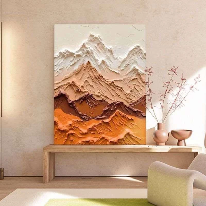 现代玄关挂画简约抽象肌理客厅沙发装饰画背有落地靠山手绘油画