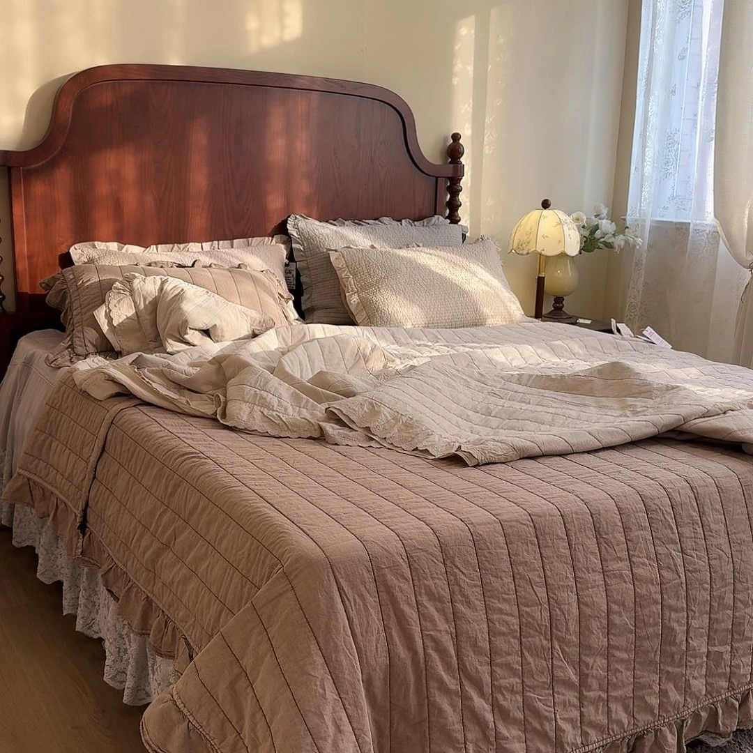 棉巧克力色三件套宽条