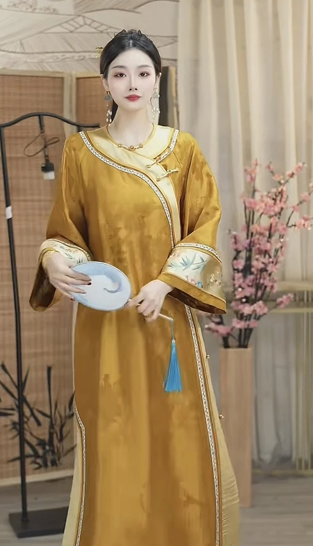 夏维莲2025春季新款日常中国风时尚气质新中式长款连衣裙（2551）